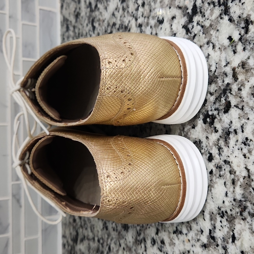 Metallic Gold Cole Haan Grand Zero Wingtip Oxford Dress Shoes sz 11 B grand 0S - Picture 4 of 7